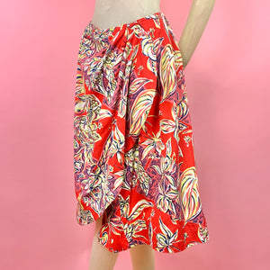 1940s Tropical Print Sarong Style Wrap Skirt