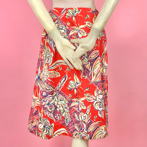 1940s Tropical Print Sarong Style Wrap Skirt