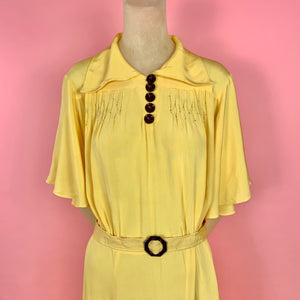 Deadstock 1930s Yellow Deco Dress