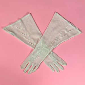 1930s/ Early 1940s  Mesh Deco Gauntlet Gloves w/ Arrows