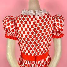 Load image into Gallery viewer, 1950s Puff Sleeve Nautical Rope Dress w/ Organdy Ruffles
