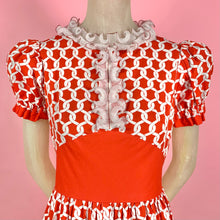 Load image into Gallery viewer, 1950s Puff Sleeve Nautical Rope Dress w/ Organdy Ruffles
