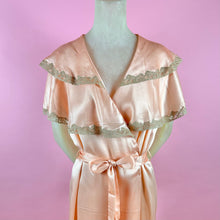 Load image into Gallery viewer, 1930s Deadstock NRA Label Peach Silk Robe w/ Tiered Cape Sleeves
