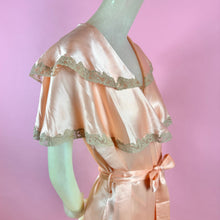 Load image into Gallery viewer, 1930s Deadstock NRA Label Peach Silk Robe w/ Tiered Cape Sleeves
