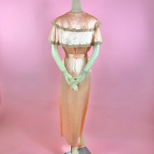 Load image into Gallery viewer, 1930s Deadstock NRA Label Peach Silk Robe w/ Tiered Cape Sleeves
