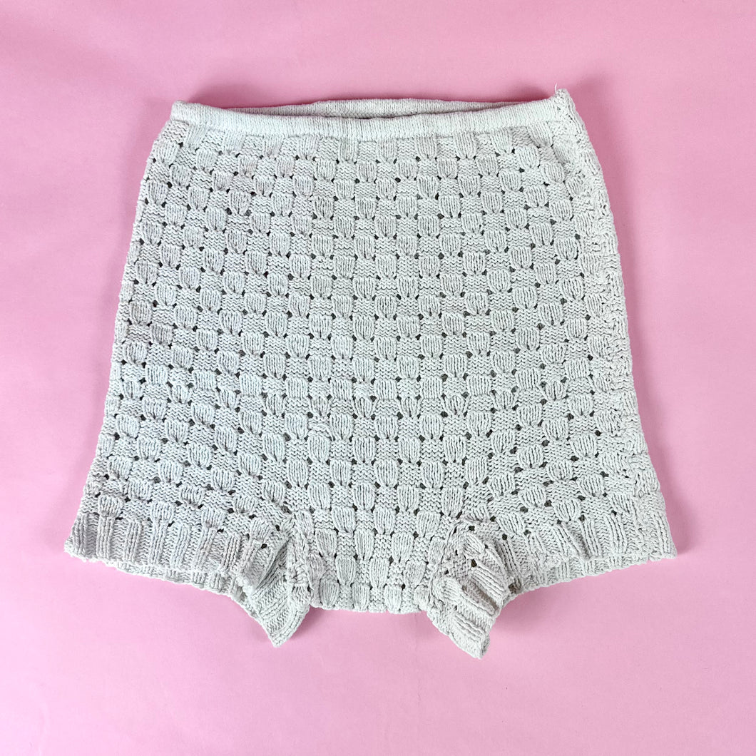 1930s Hand Knit Basket Weave High Waist Shorts