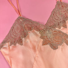 Load image into Gallery viewer, 1930s Deadstock NRA Label Peach Silk Satin Step-In w/ Sheer Asymmetrical Lace Inserts
