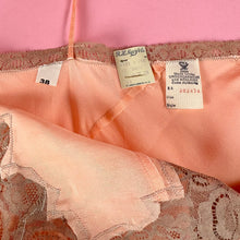 Load image into Gallery viewer, 1930s Deadstock NRA Label Peach Silk Satin Step-In w/ Sheer Asymmetrical Lace Inserts
