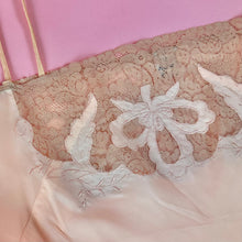 Load image into Gallery viewer, 1930s Deadstock Light Pink Silk Step-In w/ Lace Insert, Leaves &amp; Bow
