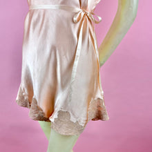 Load image into Gallery viewer, 1930s Peach Silk Charmeuse Step-In w/ Sheer Striped Floral Lace Inserts
