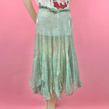 Load image into Gallery viewer, 1930s Thrashed Sea Foam Mohair Knit Punk Skirt
