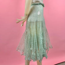 Load image into Gallery viewer, 1930s Thrashed Sea Foam Mohair Knit Punk Skirt
