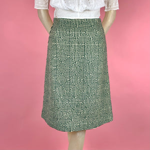 1960s Greek Key Woven Wool Skirt