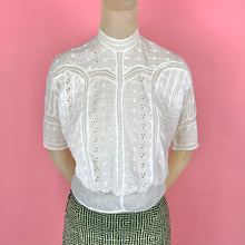 Load image into Gallery viewer, Edwardian Cotton Eyelet &amp; Lace Blouse
