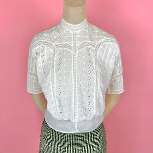 Edwardian Cotton Eyelet & Lace Blouse