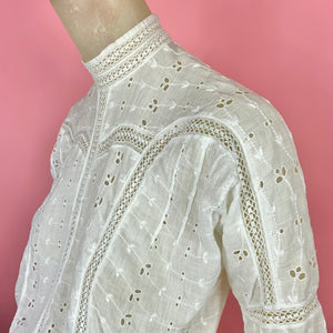 Edwardian Cotton Eyelet & Lace Blouse