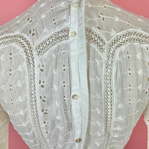 Edwardian Cotton Eyelet & Lace Blouse