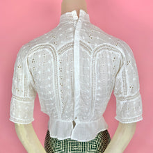 Load image into Gallery viewer, Edwardian Cotton Eyelet &amp; Lace Blouse
