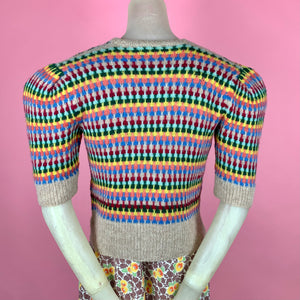 1930s/1940s Rainbow Fair Isle Knit Cardigan