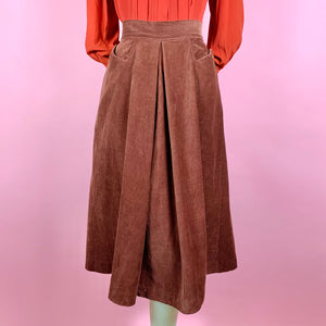 1940s Cinnamon Corduroy Pleat Skirt