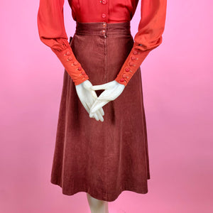 1940s Cinnamon Corduroy Pleat Skirt