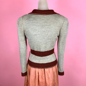 1930s Colorblock Knit Sportswear Jacket w/ Trompe L'oeil Details