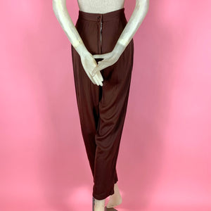 1940s Chocolate Brown Rayon "Relax Slax" Trousers