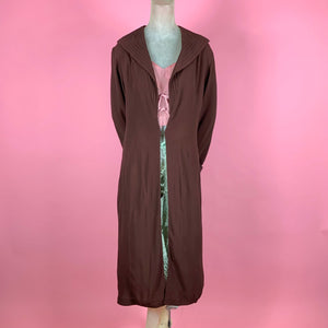 Early 1930s Chocolate Brown Rayon Duster