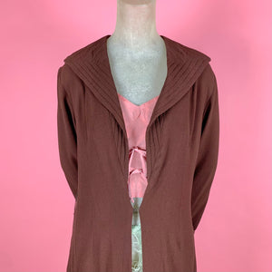 Early 1930s Chocolate Brown Rayon Duster