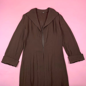 Early 1930s Chocolate Brown Rayon Duster