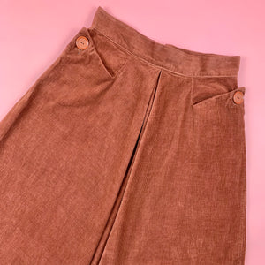 1940s Cinnamon Corduroy Pleat Skirt