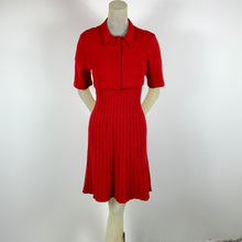 Load image into Gallery viewer, 1940s 5 Piece Red Wool Knit Set w/ White Fur Trim
