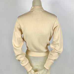 1940s Wool Sweater w/ Embroidered Skiing People