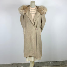 Load image into Gallery viewer, 1950s does 1930s Wool Tweed Coat w/ Oversized Fox Fur Collar
