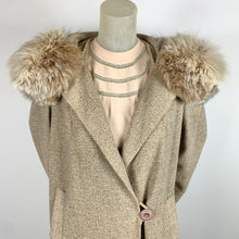 Load image into Gallery viewer, 1950s does 1930s Wool Tweed Coat w/ Oversized Fox Fur Collar
