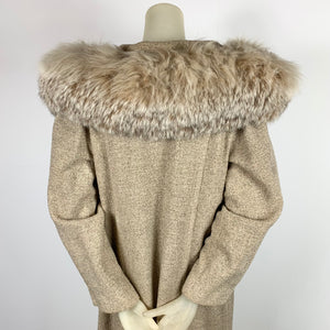 1950s does 1930s Wool Tweed Coat w/ Oversized Fox Fur Collar