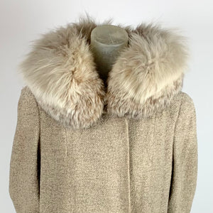 1950s does 1930s Wool Tweed Coat w/ Oversized Fox Fur Collar