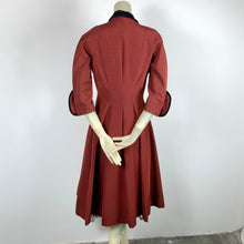 Load image into Gallery viewer, 1950s Red/Black Faille Princess Coat w/ Oversized Buttons
