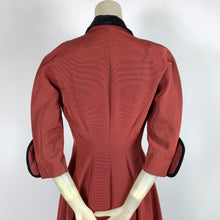 Load image into Gallery viewer, 1950s Red/Black Faille Princess Coat w/ Oversized Buttons
