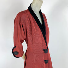 Load image into Gallery viewer, 1950s Red/Black Faille Princess Coat w/ Oversized Buttons
