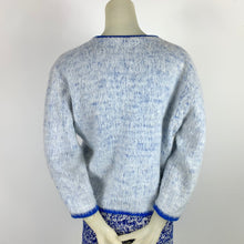 Load image into Gallery viewer, 1960s Fuzzy Faux Mohair Cardigan w/ Nouveau Florals
