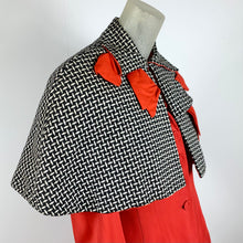 Load image into Gallery viewer, 1940s Mademoiselle Juliette Tweed Cape w/ Big Red Bows
