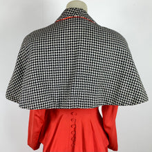 Load image into Gallery viewer, 1940s Mademoiselle Juliette Tweed Cape w/ Big Red Bows
