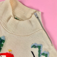 Load image into Gallery viewer, 1940s Wool Sweater w/ Embroidered Skiing People
