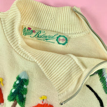 Load image into Gallery viewer, 1940s Wool Sweater w/ Embroidered Skiing People
