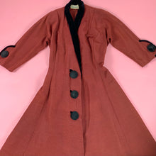 Load image into Gallery viewer, 1950s Red/Black Faille Princess Coat w/ Oversized Buttons
