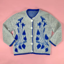 Load image into Gallery viewer, 1960s Fuzzy Faux Mohair Cardigan w/ Nouveau Florals
