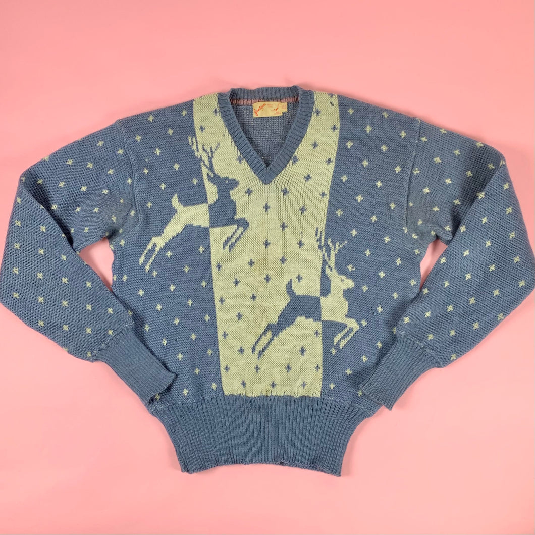 1940s Jantzen Wool Reindeer/Snow Sweater