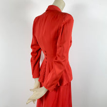 Load image into Gallery viewer, 1940s Lipstick Red Gaberdine Skirt Suit w/ Pointy Collar
