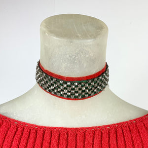 1930s Department Store Christmas Display Rhinestone & Velvet Choker